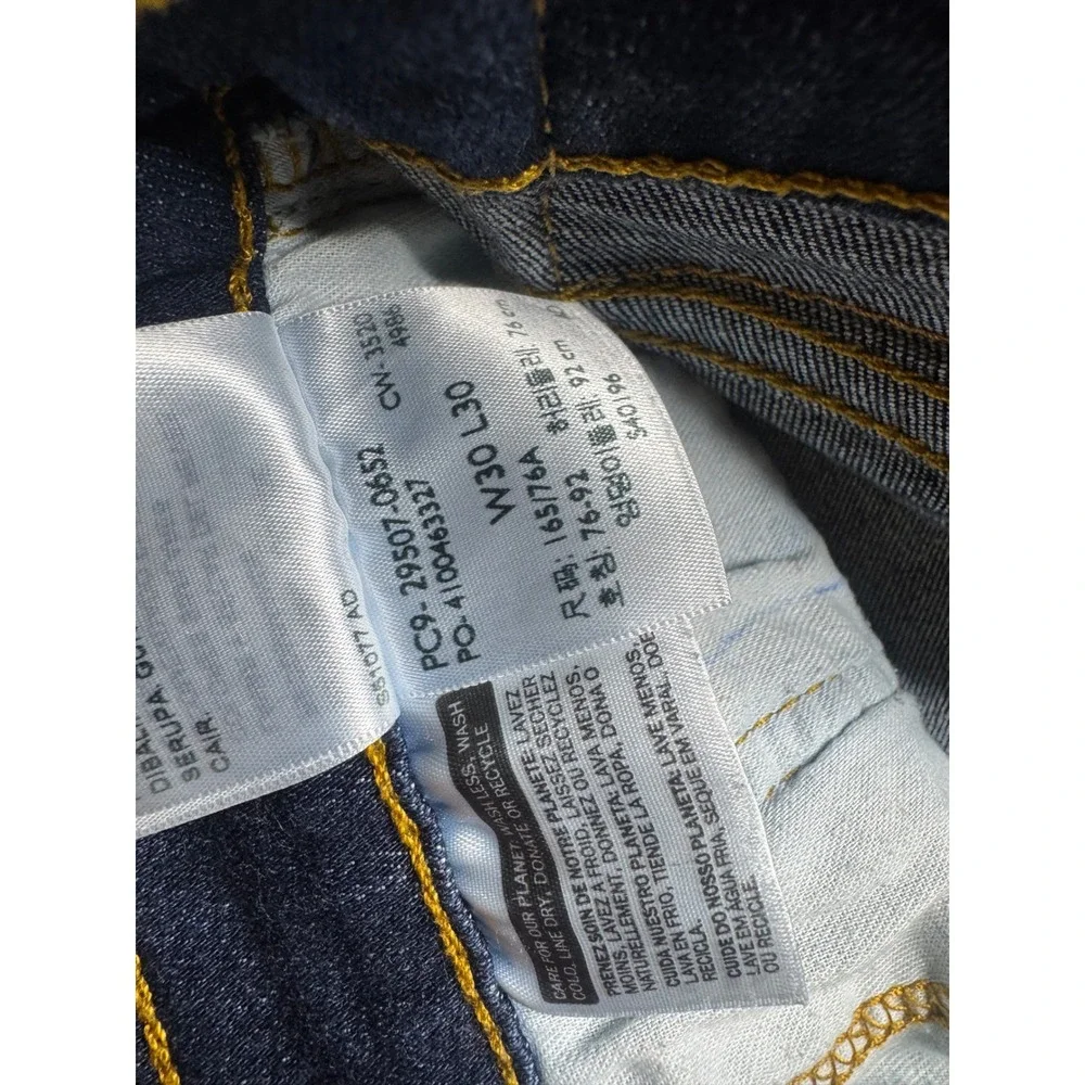 Levis 502 Regular BIG E Taper Jeans Mens 30x30 Dark Wash Indigo Blue Denim VTG